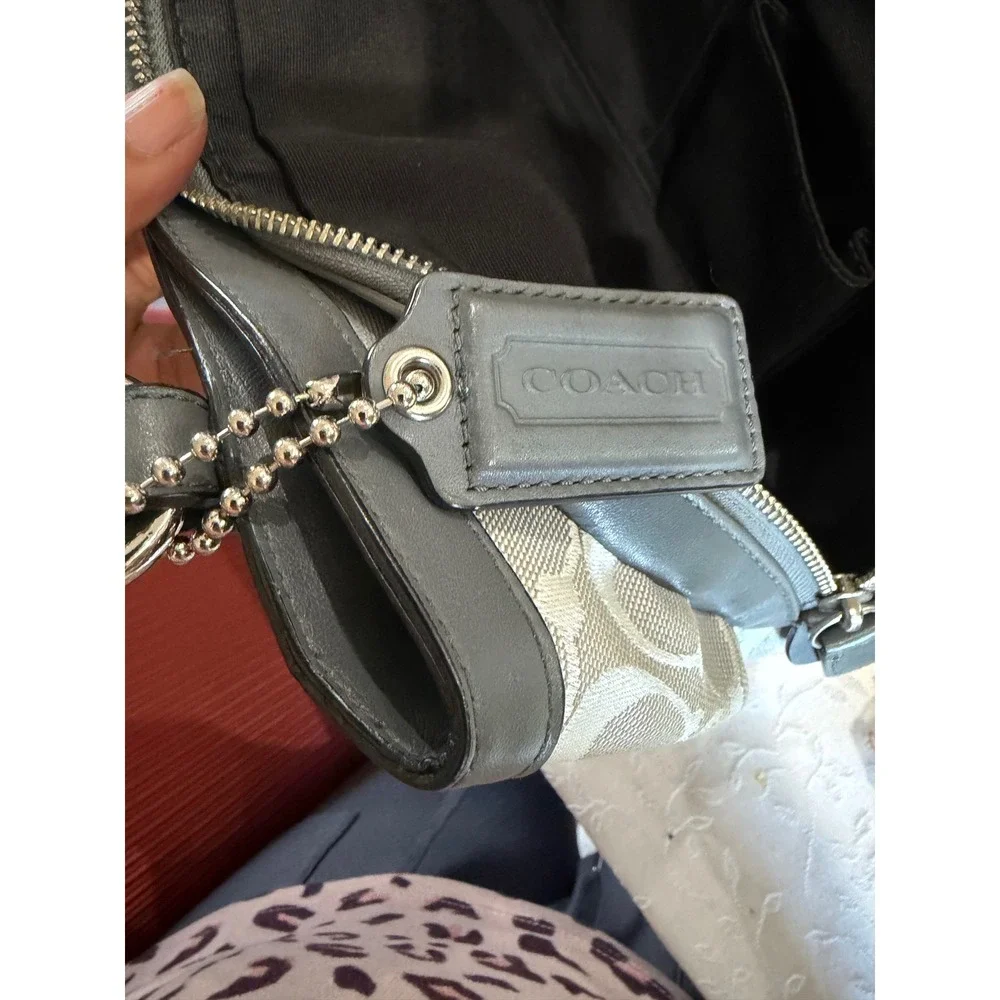 Coach Penelope Signature‎ Grey Jacquard Canvas Leather Shoulder Bag F14934
